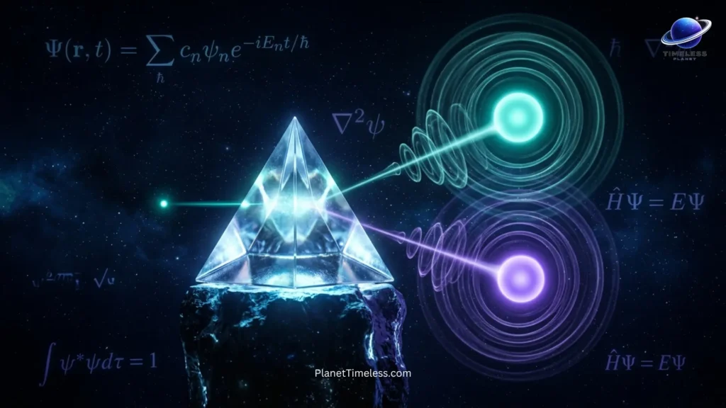 Photon splitting into two entangled particles through a quantum crystal — how quantum entanglement is created